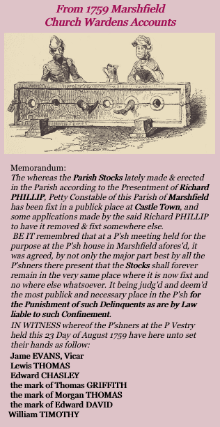 From 1759 Marshfield Church Wardens Accounts