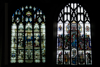 Two stained glass windows at St Mary's, Abergavenny